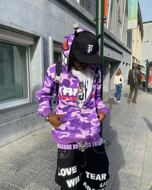 BAPE MONSTER FACE ZIP HOODIE HARAJUKU Y2K